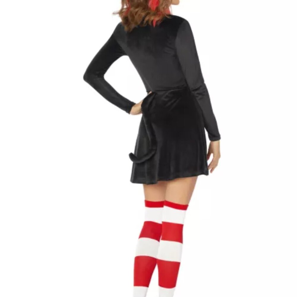 Dr. Seuss Cat In The Hat Costume Womens Dress Velour Black - Size M (8-10) - Picture 3 of 7
